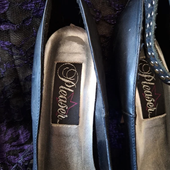 Pleaser Strappy Leather Pumps High Heel Shoes Office - Picture 4 of 8